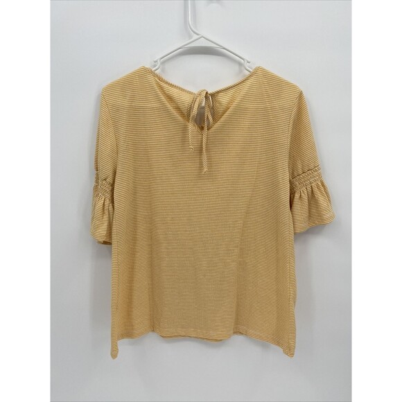 LC Lauren Conrad Women's Striped Round Neck Ruffle Sleeve Stretch Blouse Top PXS - Picture 5 of 7